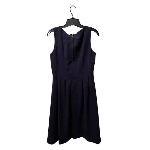 H&M Sleeveless Pleated Fit-and-Flare Knee Length Knit Dress, Navy Blue, Size 8 - Picture 2 of 5